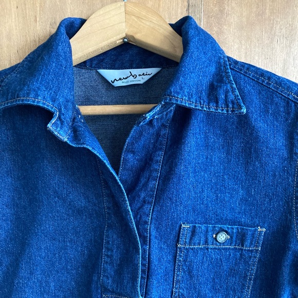 Vintage Belle Maison jeans utility shirt half button size Small 100% cotton - Picture 1 of 9